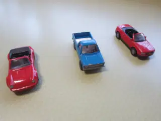 3 stk Modelbiler Audi Cabriolet VW Pick-up Porsche