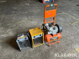 Lot - Hækklipper, varmeblæsere og kompressor
