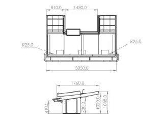  Køledisk til fisk – B3050 x D1760 x H1088 mm