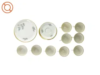 kaffe kopper med underkopper og tallerkener fra Kjøbenhavns Porcellain (str. Tallerken 18 cm underkop 13 cm kop 6 x 9 cm)