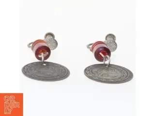 Vintage skrueøreringe med vedhæng (str. 6 x 2 cm)