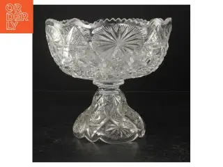 Krystal skål på fod (str. Ø. 22 cm. længde, 21 cm)