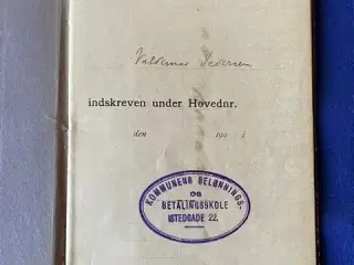 Karakter og Vidnesbyrd for Valdemar Pedersen - Kommunens Betalingsskole - Istedgade 22 - 1908
