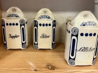Krydderikrukker, porcelæn, antikke