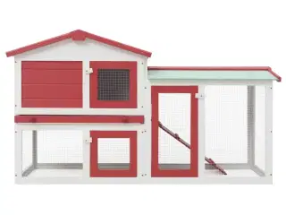 Stort udendørsbur til kæledyr 145x45x84 cm træ rød hvid