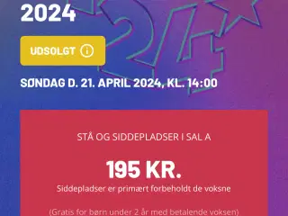 Søger MGP billetter til Roskilde 21 april. 