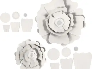 Papirblomster, diam. 15+25 cm, 230 g, hvid, 2stk./ 1 pk.