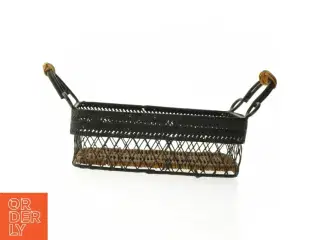 Metalkurv med håndtag og flet (str. 21 x 13 cm)