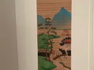 Kinesisk billede udført på håndskåret bambus