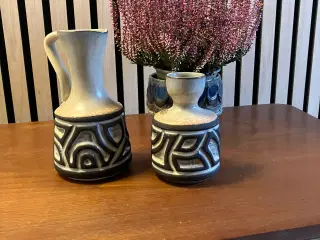 2 Frank keramik vaser fra 1960'erne i god stand