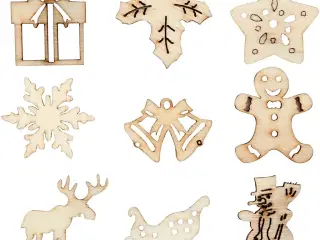 Træpynt til Jul - 45 stk. 28 mm figurer