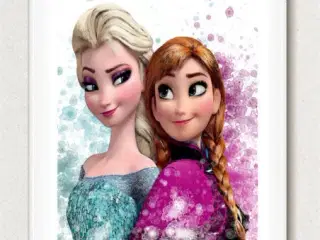 * Lærredsmaleri; Prinsesserne - fra Frost