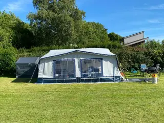 Velholdt fastliggervogn sælges med  nyt sommertelt