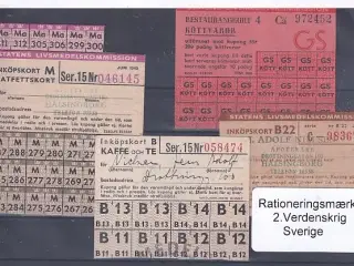 Rationeringsmærker - 2. Verdenskrig - Sverige