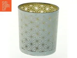 Lysestage i glas med mønster (str. Ø. 7,5 cm)