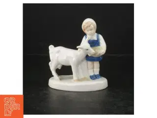 Porcelænsfigur af dreng med lam (str. 10 cm)