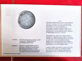 SMUK SØLV 500 KRONE 2012 Margrethe 40 ÅR JUBILÆUM 