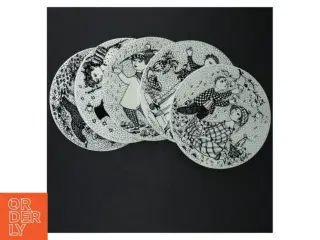 Dekorative vægplatter af Bjørn Wiinblad fra Nymlle (str. Ø. 15 cm. 5 styk)