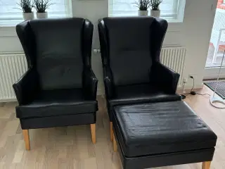 Søren Lund SL 125 Øreklapstole, sort læder