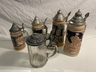 Samling af tyske ølkrus
