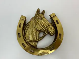 Vintage dørhammer i messing (hest)