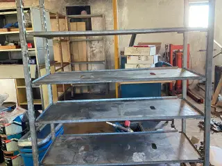 Stål reol med hjul til værkstedsbrug