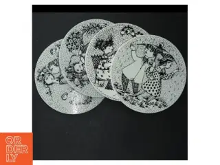 Dekorative vægplatter Bjørn Wiinblad fra Nymlle (str. Ø. 15 cm. 4 styk)