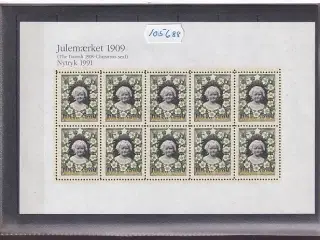Danmark julemærkeark nytryk 1909/91 - POSTFRISK