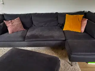 IKEA SÖDERHAMN modulsofa m. chaiselong – mørkegrå 