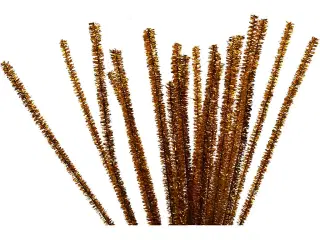 Chenille, L: 30 cm, tykkelse 6 mm, glitter, guld, 24stk./ 1 pk.
