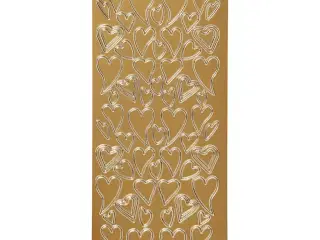 Stickers, hjerter, ark 10x23 cm, guld, 1 ark