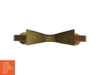 Vintage lysestage i Teak træ og messing med to lysholdere (str. 25 cm)
