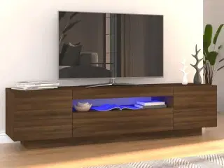 Tv-bord med LED-lys 160x35x40 cm brun egetræsfarve
