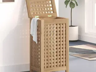 Vasketøjskurv 35x25x60 cm massivt teaktræ