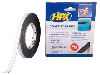 HPX dobbeltklæbende tape sort, 12mm x 10m