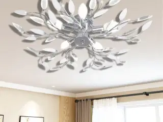 Loftslampe med krystalblade akryl E14 hvid og transparent
