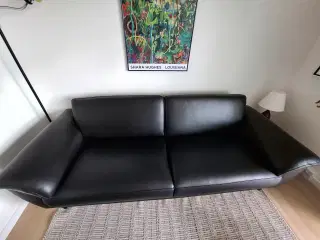 Stamford 3 personers lædersofa - sort