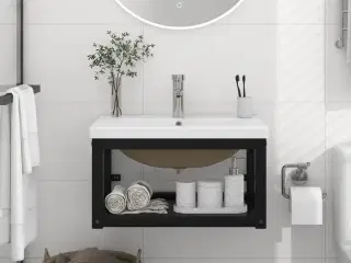 Indbygget håndvask på stel jern sort