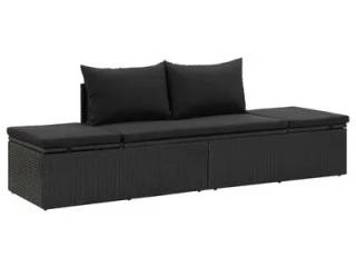 vidaXL solseng med hynder polyrattan sort