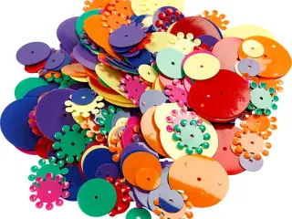 Pailletter, runde, str. 10-25 mm, ass. farver, 250g/ 1 pk.
