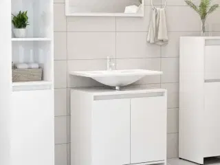 Badeværelsesskab 60x33x61 cm spånplade hvid højglans