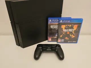 PS4 Slim 500GB + Call of Duty og Resident Evil