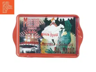 Metallisk bakke med Moulin Rouge-motiv (str. 33 x 20 cm)