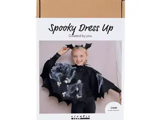 DIY Kit Spooky Udklædning, Flagermuskappe- og hårbøjle, sort, sort glitter, 1 pk.