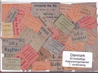 Danmark Rationeringsmærker 1. Verdens Krig 50 Stk.