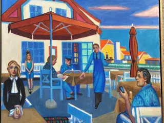 Ole Otto Ernst Motiv: Caféliv i Skagen