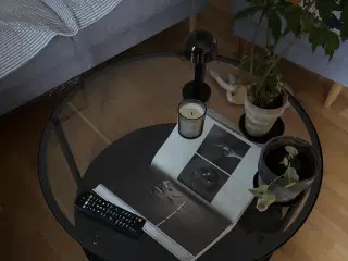 Sofabord i glas og metal