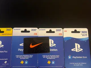 Playstation gavekort og Nike gavekort på 1000kr