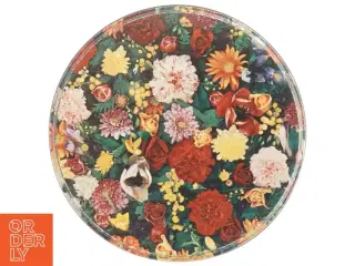 Blomstret Vintage Rund metal opbevaringsdåse (str. Ø. 20 cm)