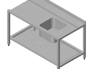 Opvaskemaskine bord med zink – 190 x 75 cm – højre